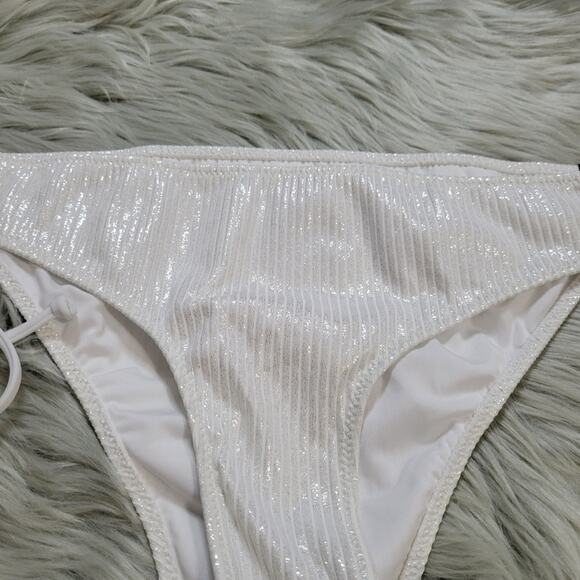 PINK Victoria's Secret NWT Women's Swim Mini Cheekster White Shimmer Size L - Picture 2 of 6